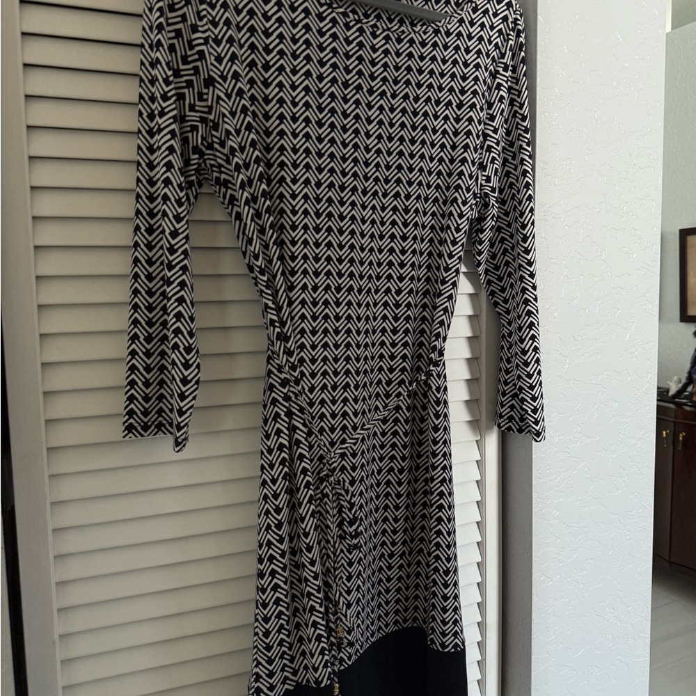 Ivanka Trump Black and White Long Sleeve Dress